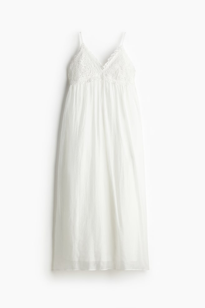Robe à bretelles fines avec broderies - Blanc/Bleu - 1