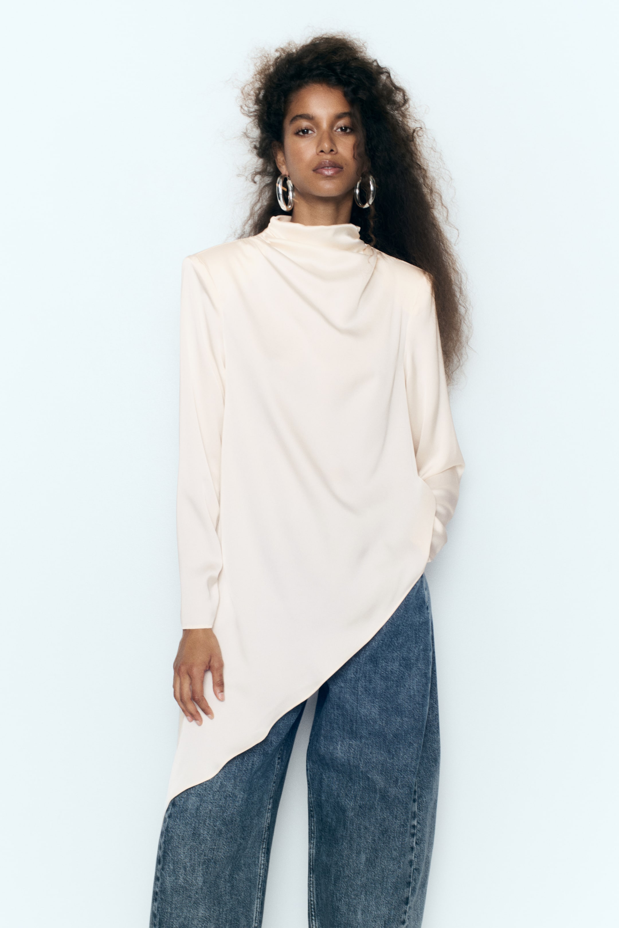 Tie-Detail Satin Blouse