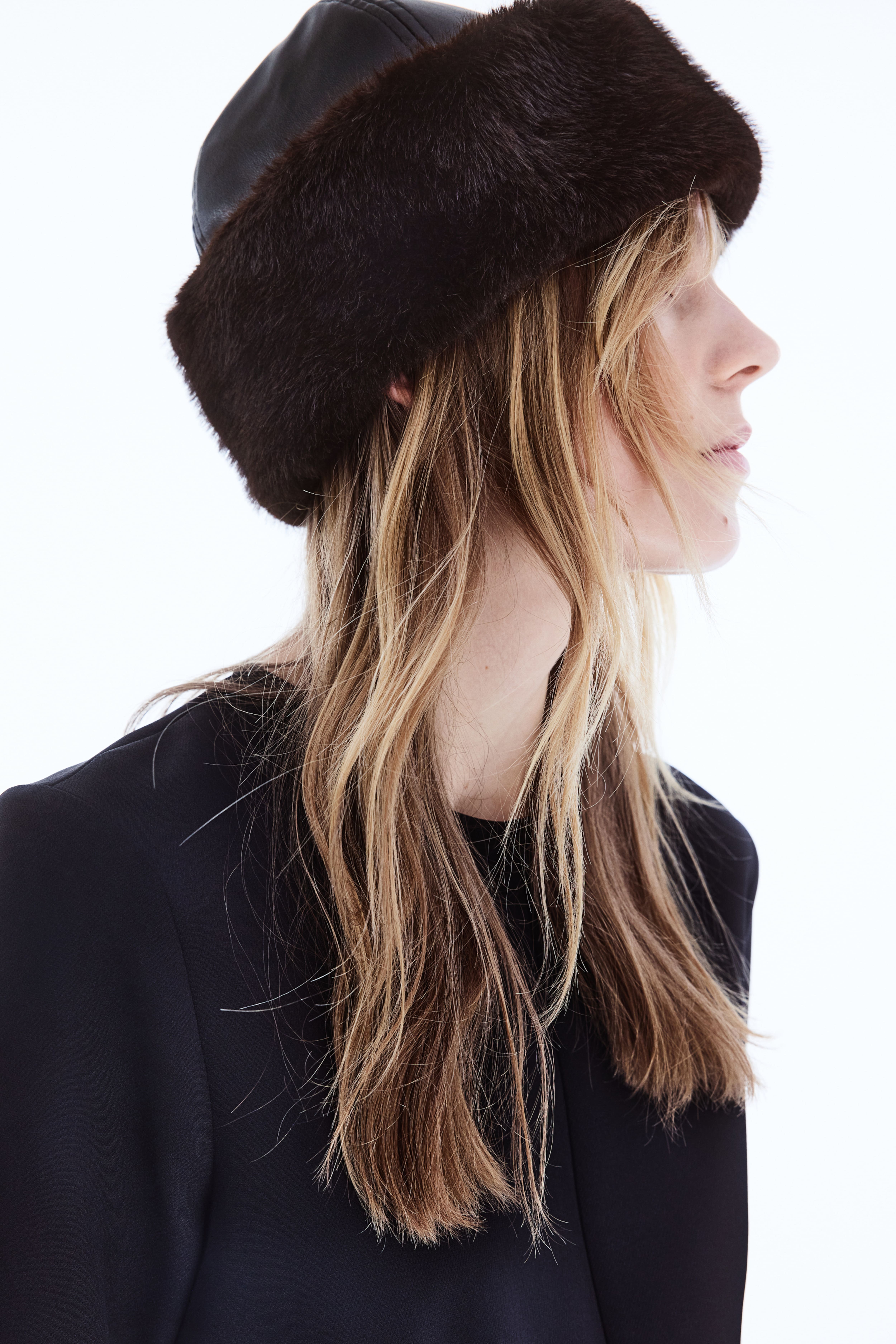 Coated Hat with Fluffy Trim