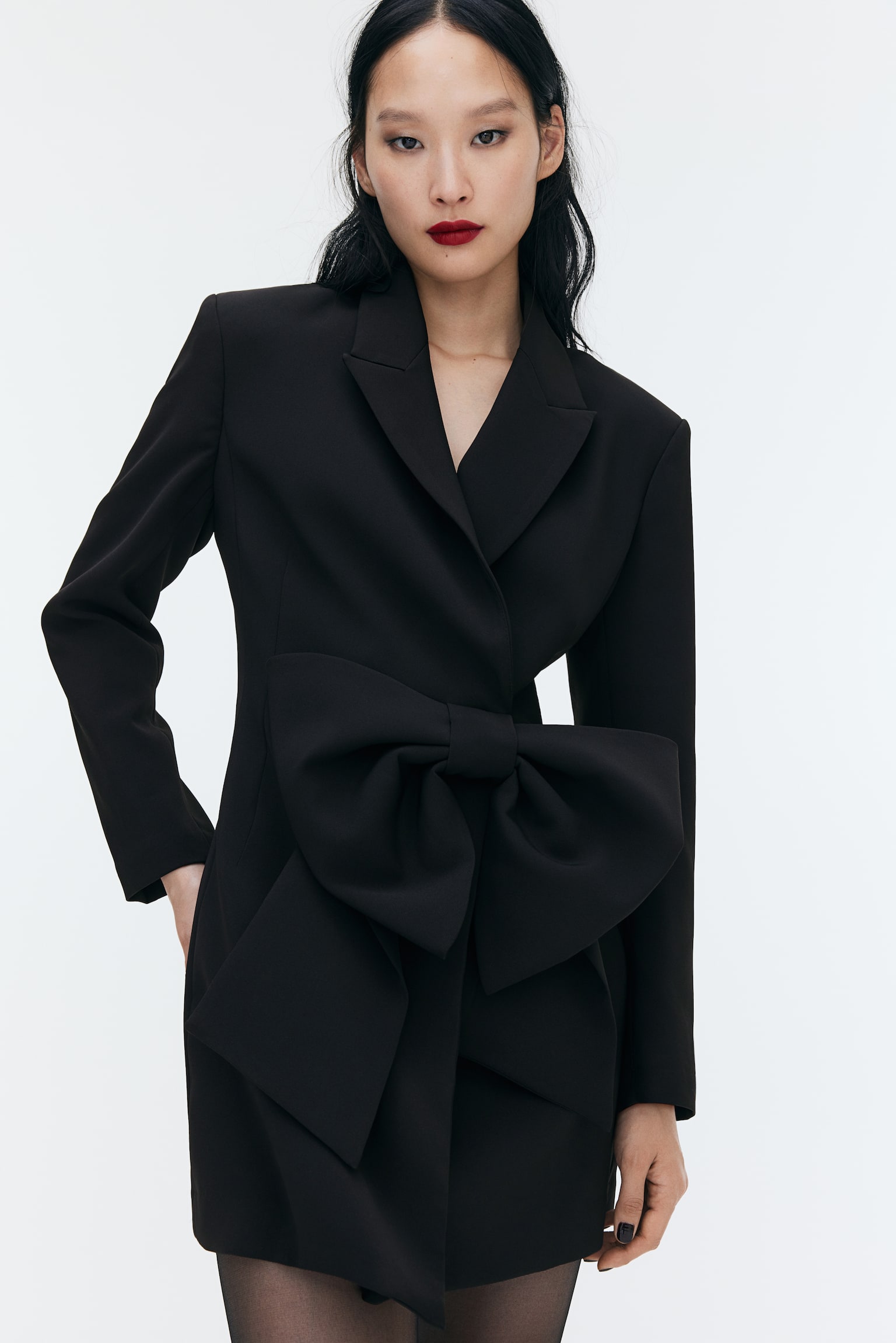 Bow-front blazer dress - Black - 6