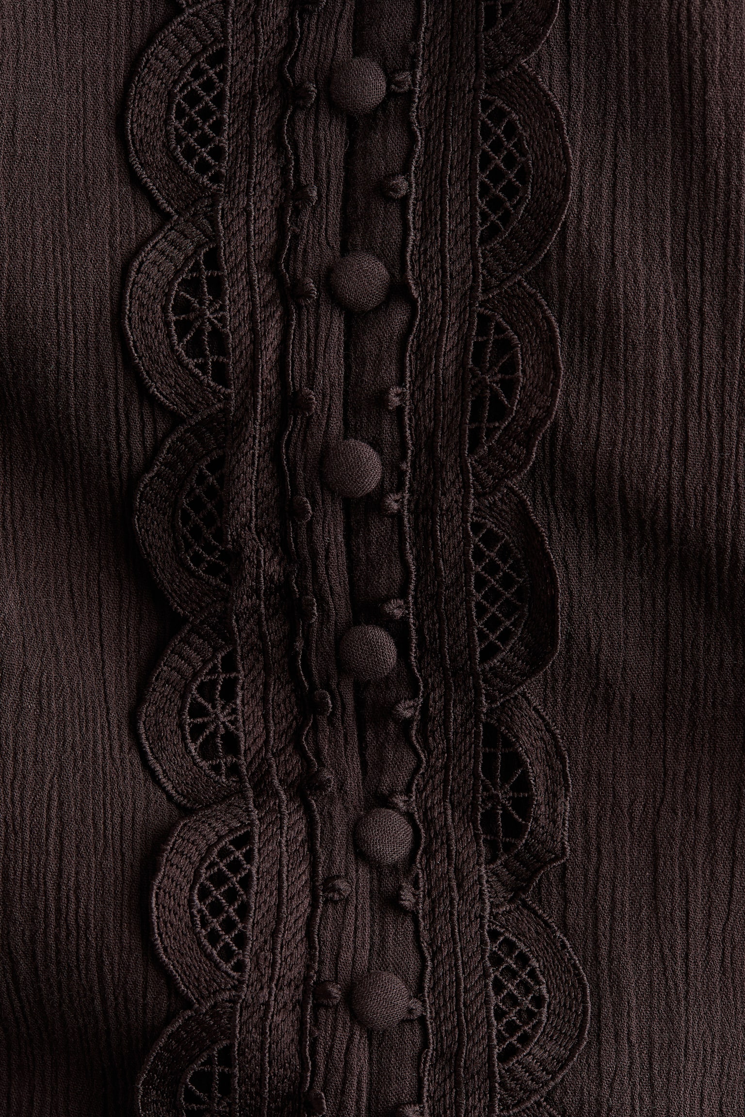 Robe en coton avec dentelle - Brun foncé - 4