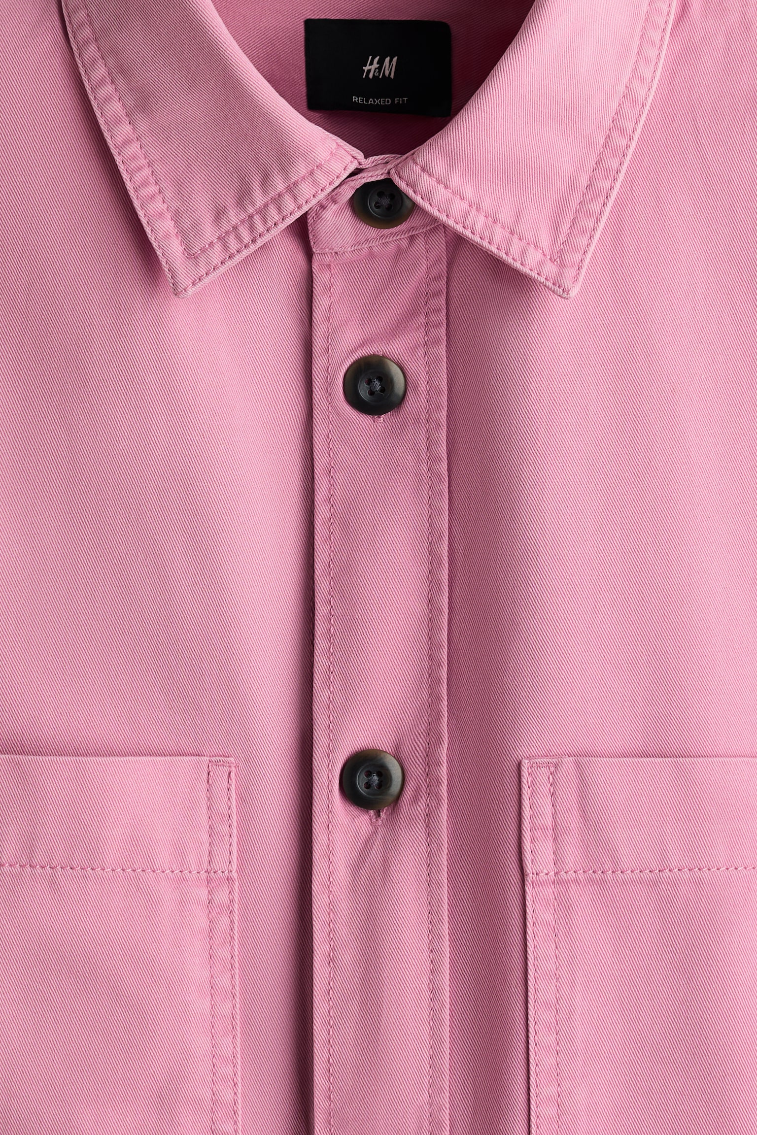 Relaxed Fit Twill overshirt - Pink/Light blue/Black - 2