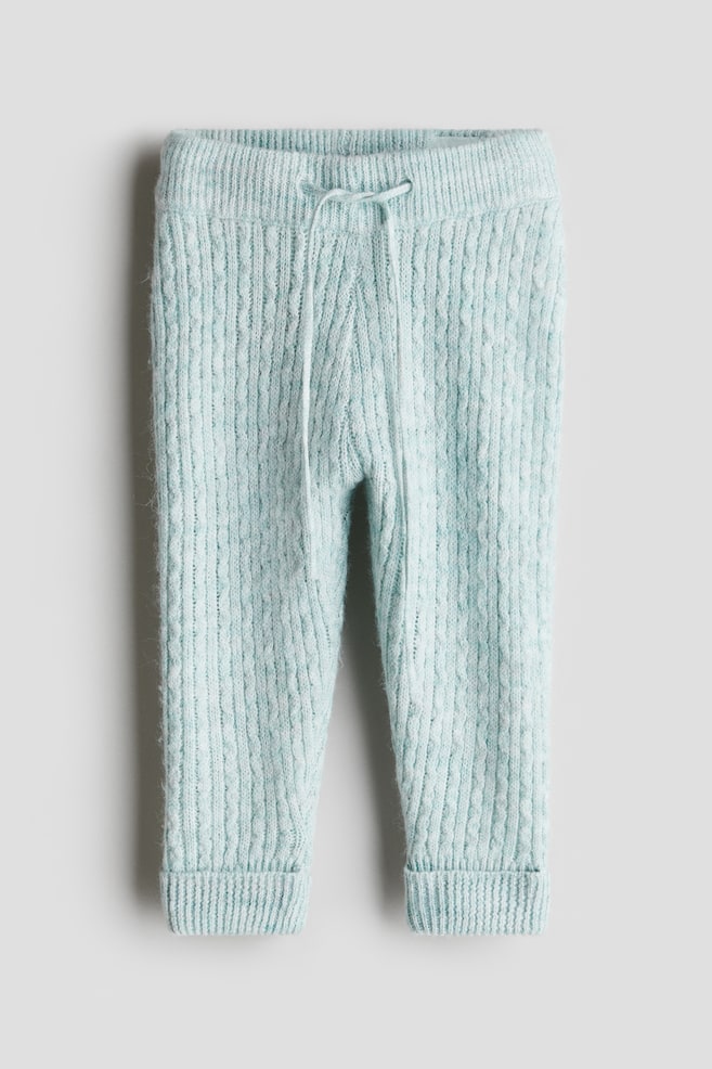 Knit Leggings - Turquoise/Cream - 1