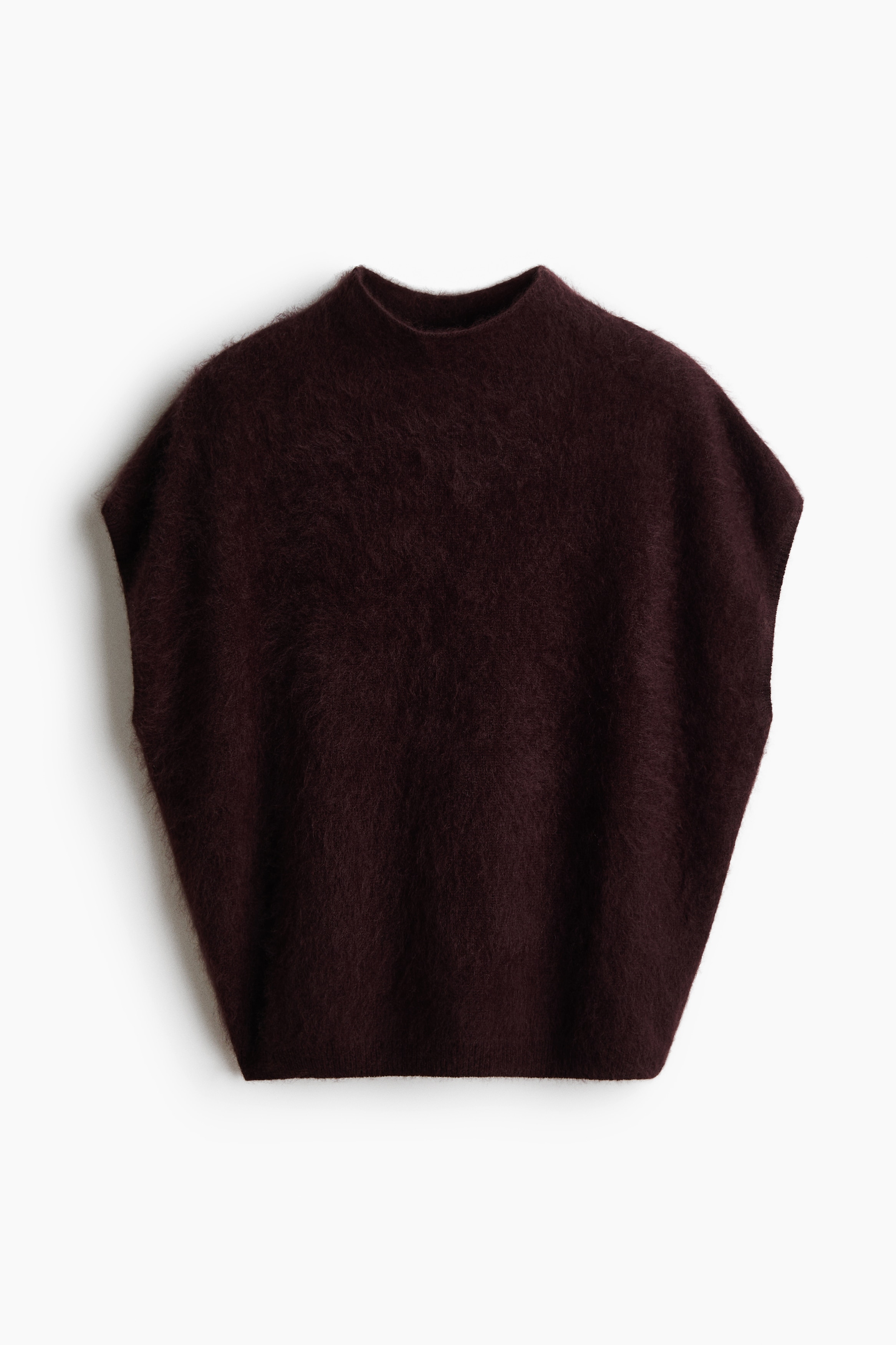 Slipover i uld med turtleneck - Mørkebrun/Mørkegrå/Mørkebrun