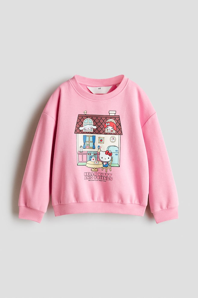 Printed Brushed-Inside Sweatshirt - Pink/Hello Kitty/Gray melange/Minnie Mouse/Dusty purple/Gabby's Dollhouse/Light gray/KPop Demon Hunters/Pink/CapyFun/White/Hello Kitty/Dark dusty purple/Hello Kitty/Light purple/Lilo & Stitch/Light blue/Lilo & Stitch/Light red/Hello Kitty - 1