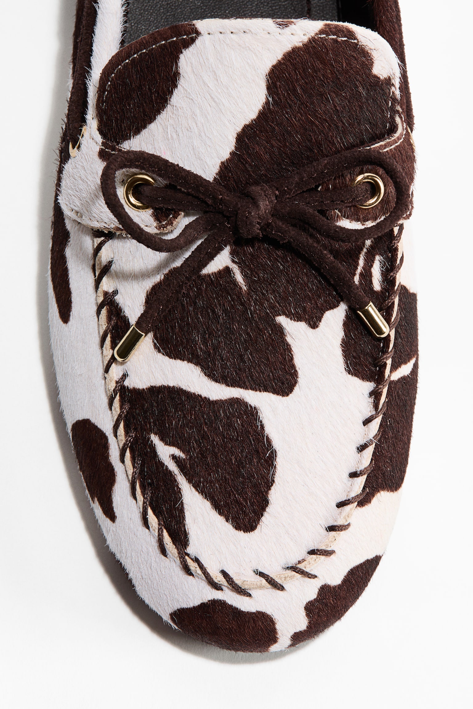 Leather deck shoes - White/Cowhide print/Dark beige/Navy blue/Brown/Dark beige - 5