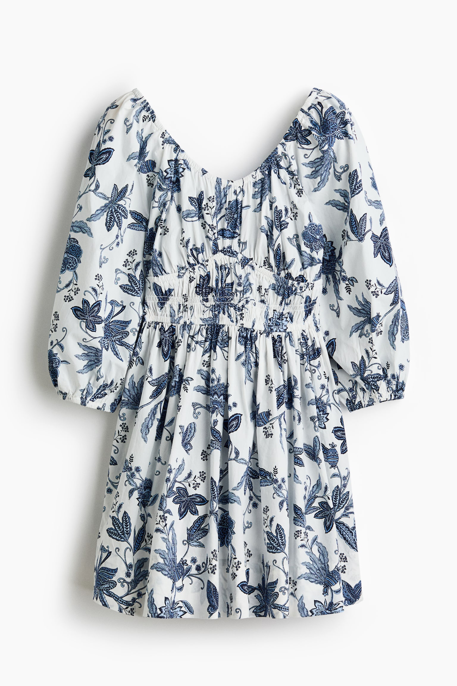 Flared-skirt cotton dress - White/Floral/White/Floral/Green/Patterned - 1