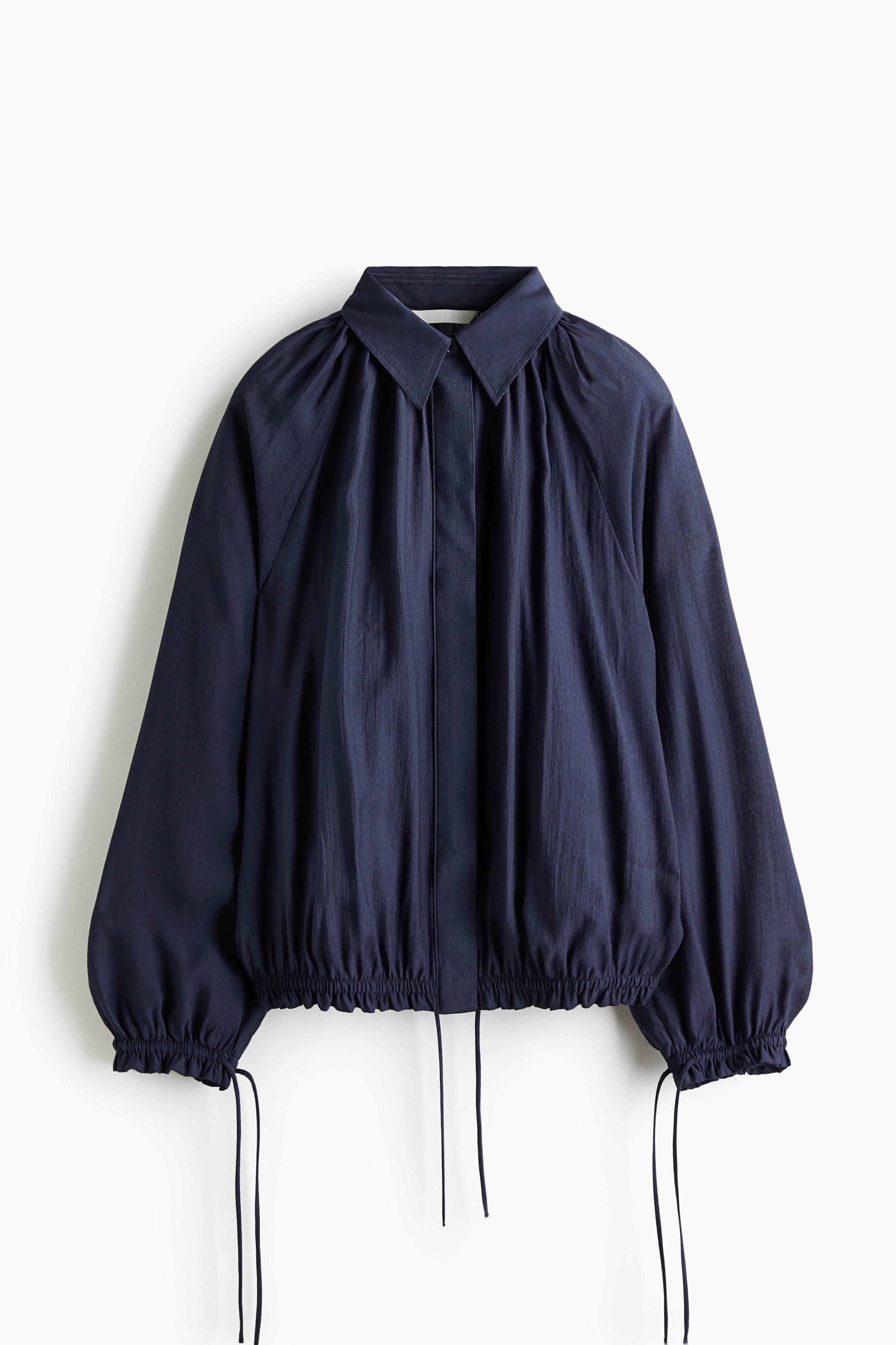 Oversized Drawstring-Detail Shirt - Navy blue
