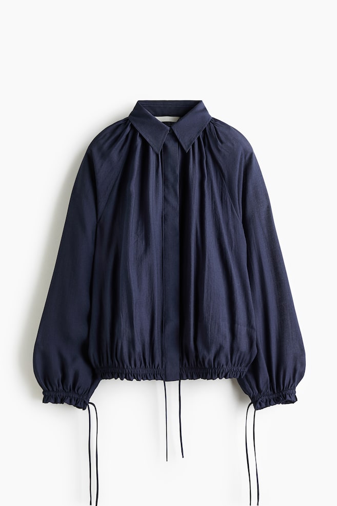 Camisa oversize con cordones de ajuste - Azul marino - 1