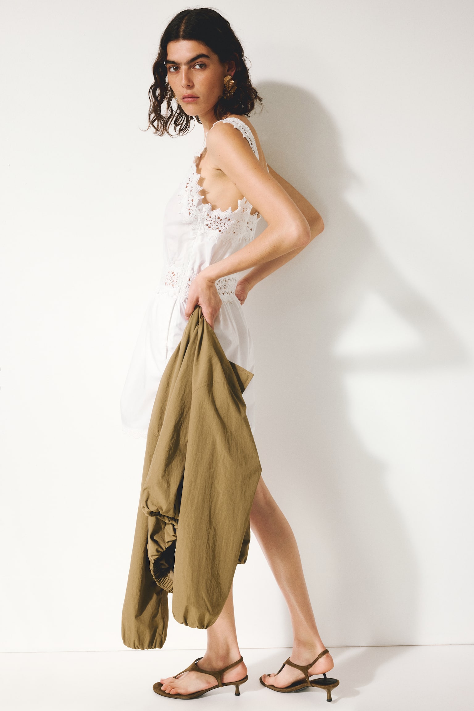 Lace-detail cotton playsuit - White - 6