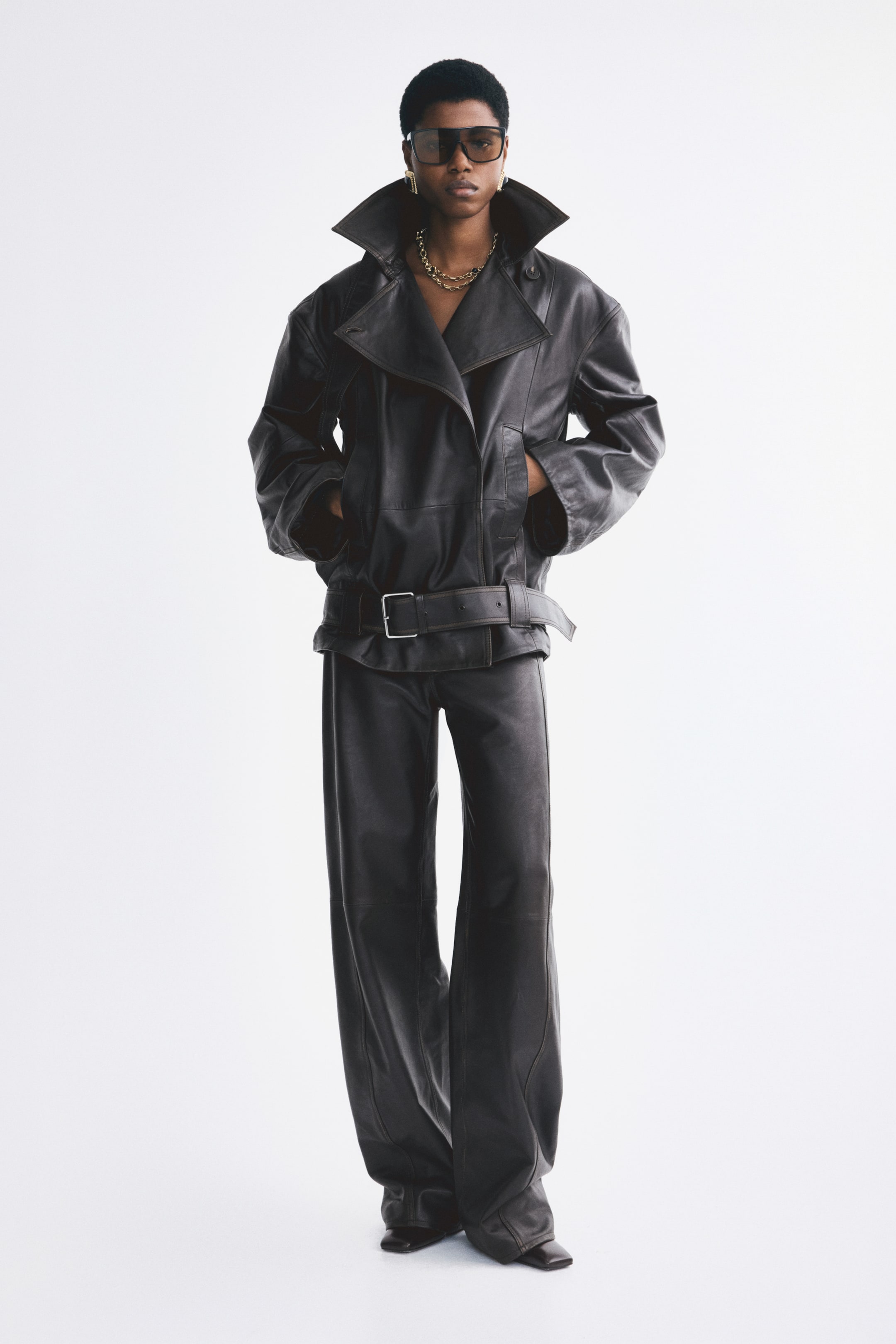 View larger image: Leather biker jacket - Dark brown - Ladies | H&M 1