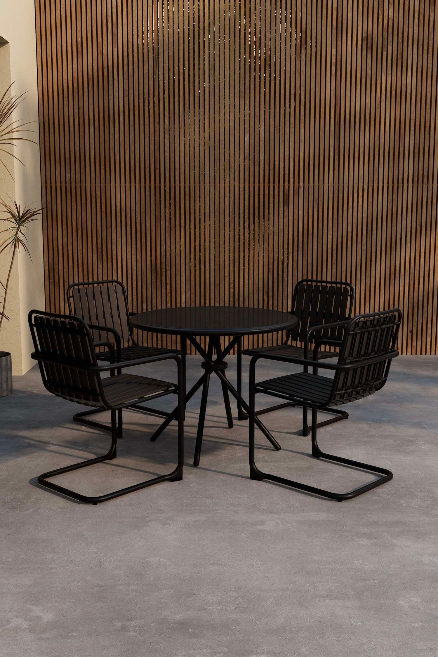 Chios Matgrupp - Tempered Glass, Black/Härdat Glas, Beige