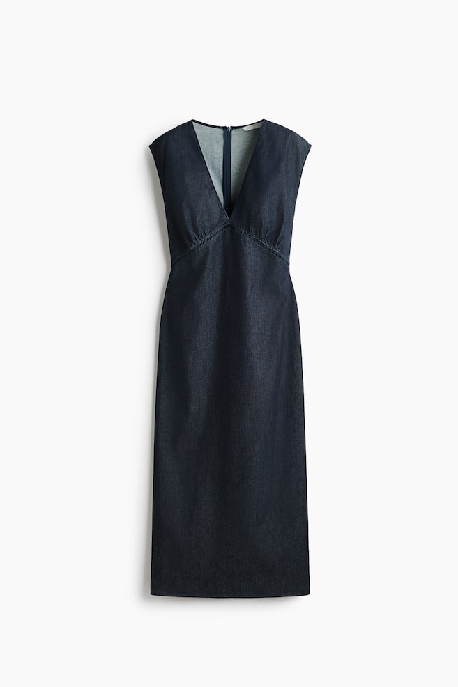 Denim midi dress - Dark denim blue - 1