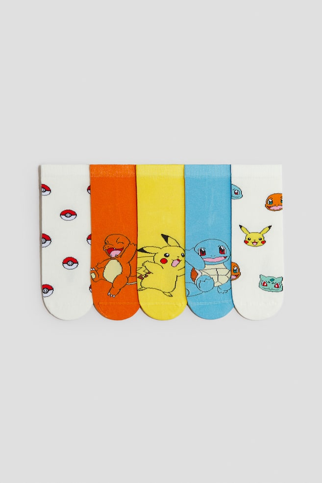 Calze fantasia 5 paia - Giallo/Pokémon/Bianco/Marvel Comics/Blu/Spiderman/Verde kaki/Jurassic World/Giallo/Pokémon/Azzurro/Bluey/Blu/automobili/Blu/Sonic il riccio/Verde menta/Bluey - 1
