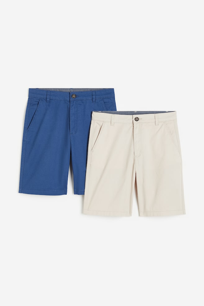 Lot de 2 shorts chino - Beige clair/bleu/Noir/vert kaki - 1