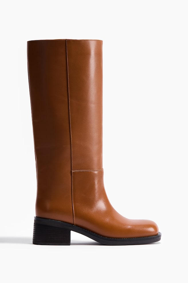 Leather Boots - Dark beige - 1
