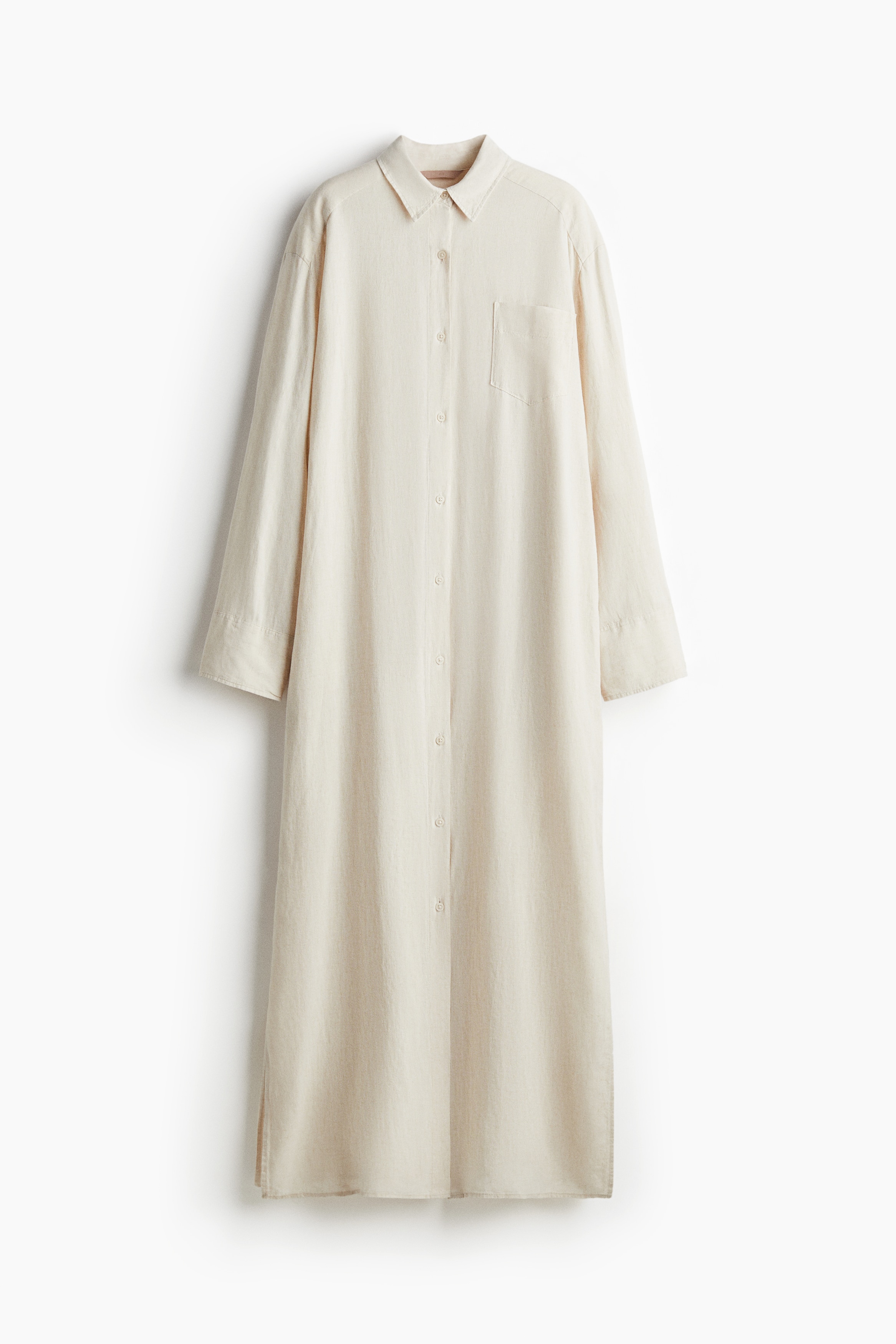 Linen-Blend Shirt Dress - Light beige