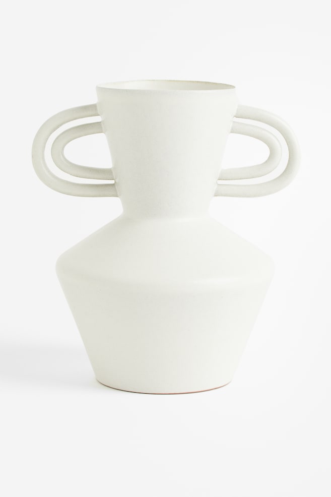 Stor vase i terrakotta - Hvid/Mørkegrå - 1