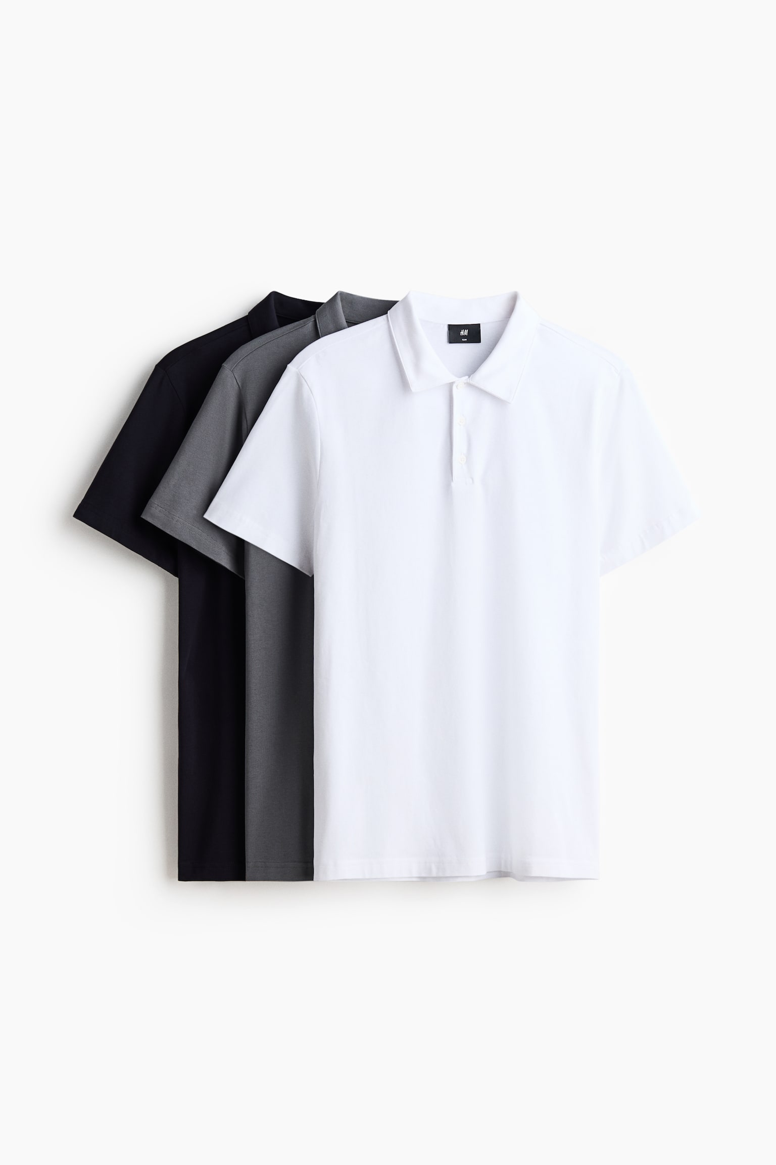 3-Pack Slim-Fit Polo Shirts - White/dark gray/black/Khaki green/gray/dusty blue/Teal