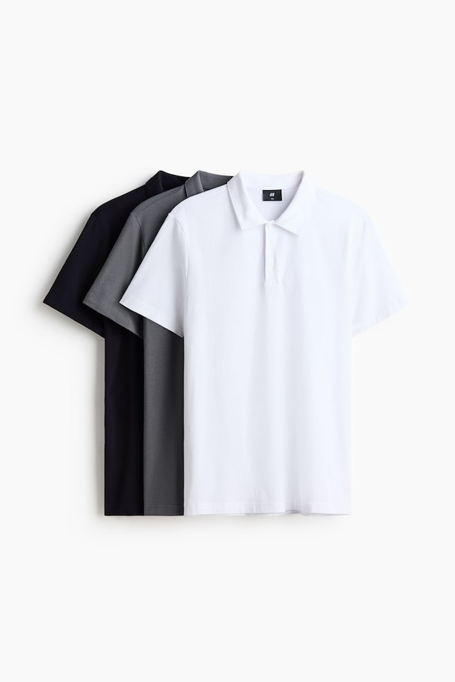 3-Pack Slim-Fit Polo Shirts - White/dark gray/black/Teal/Khaki green/gray/dusty blue - 1