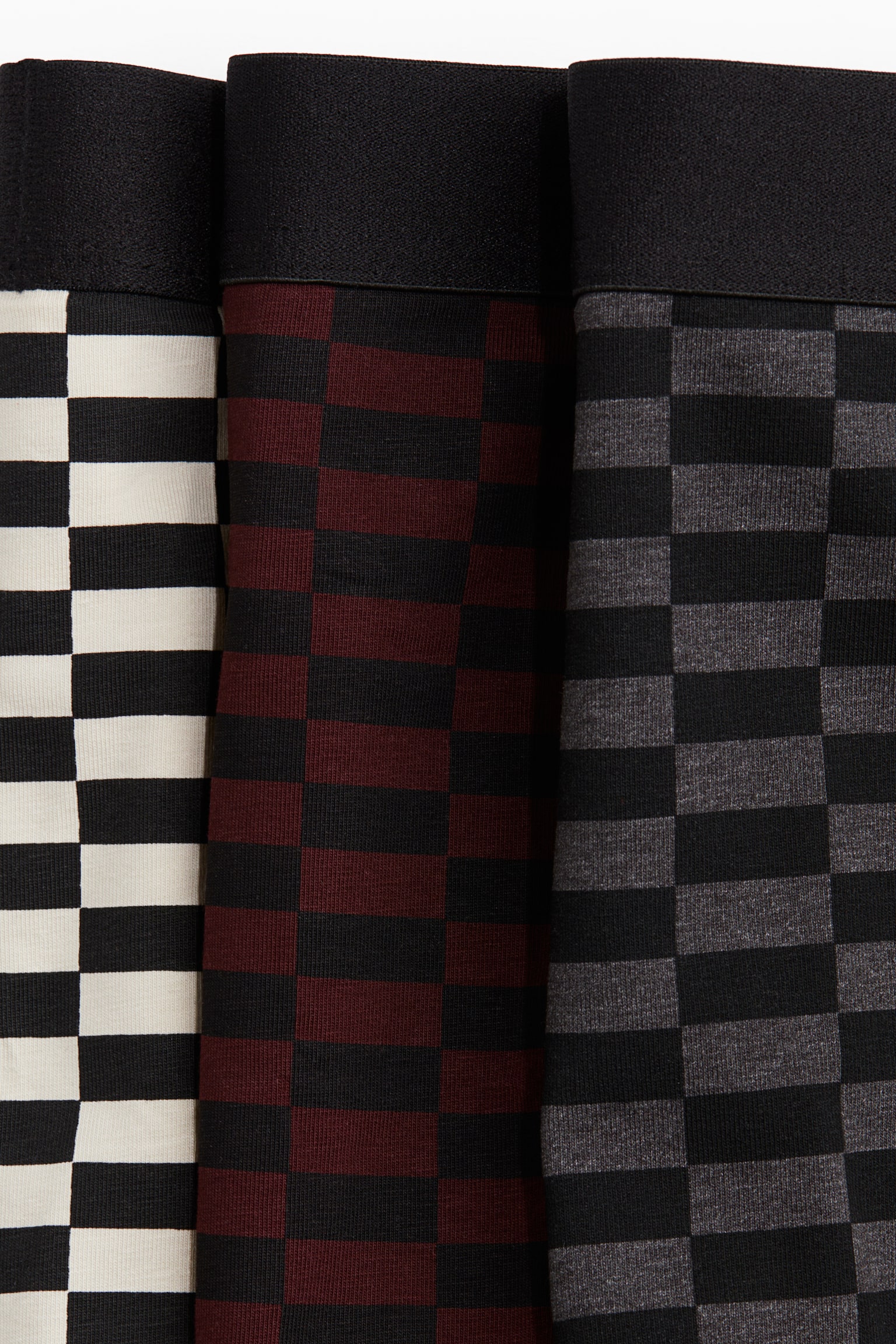 3-pack short cotton trunks - Dark grey marl/Checked - 3