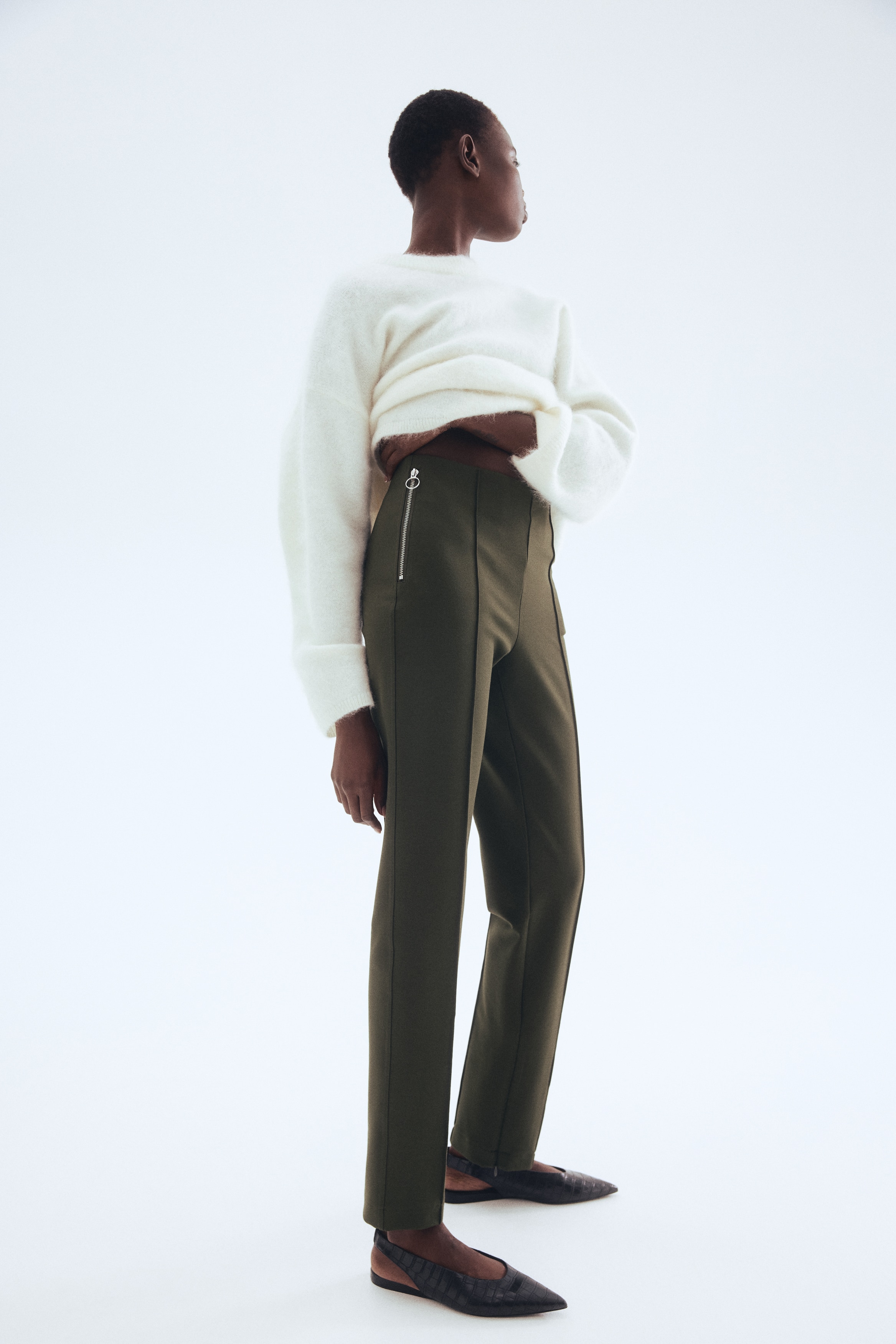 Zip-hem interlock trousers