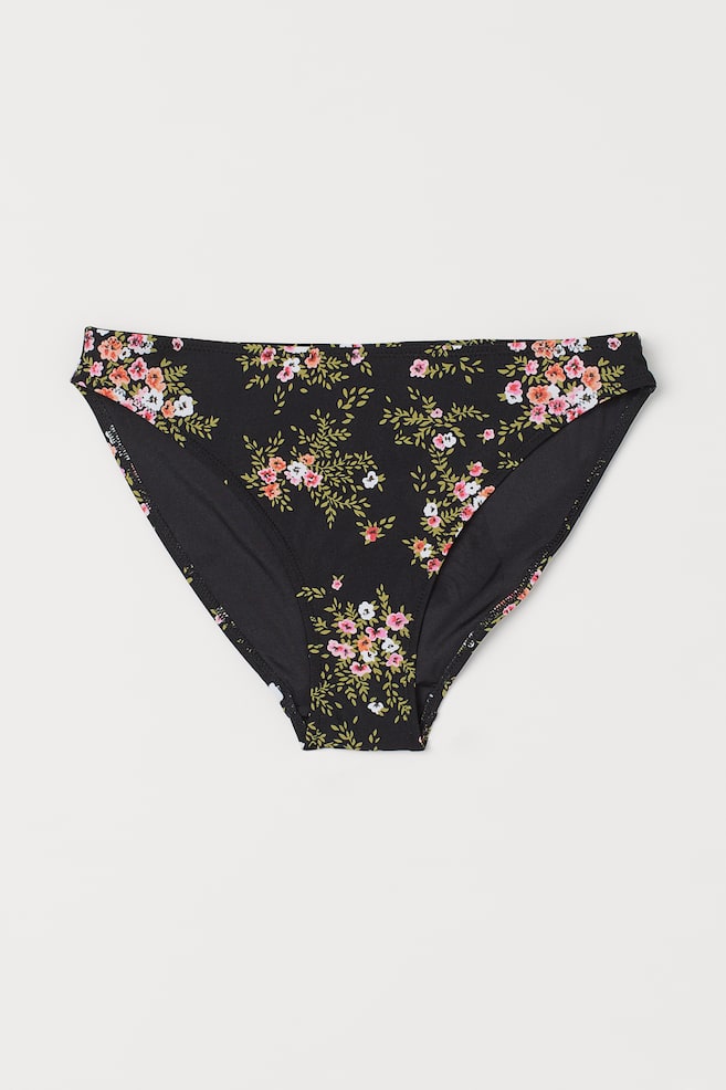 Bikinislip - Zwart/bloemen - 1