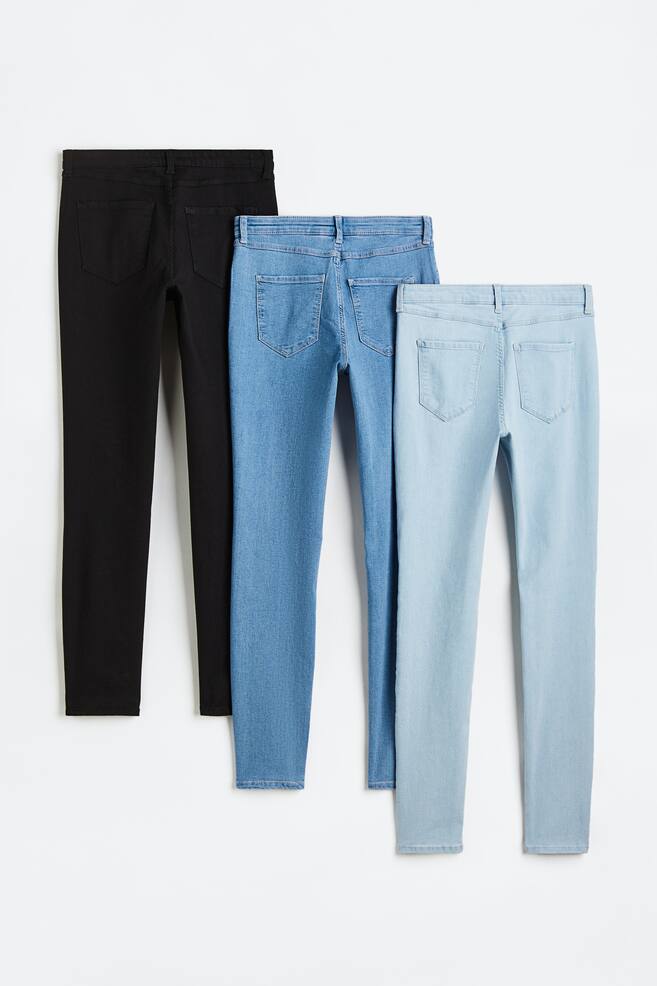 3-pack Skinny Fit Jeans - Black/Light denim blue/Black/Dark denim blue/Black/Grey/Denim blue - 3