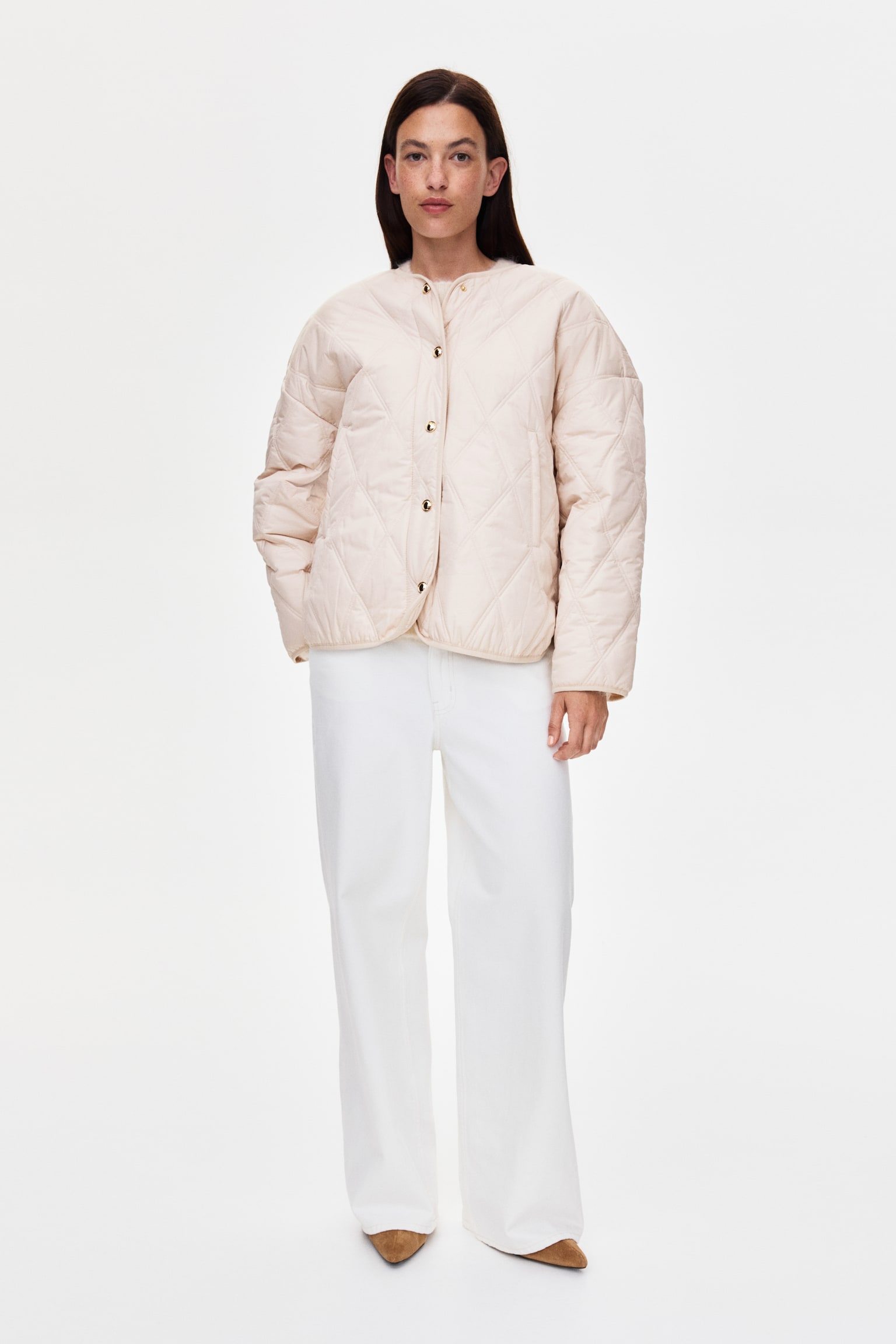 Женская куртка H&M Mama Before & After Quilted Babywearing, цвет: Кремовый — фото 3