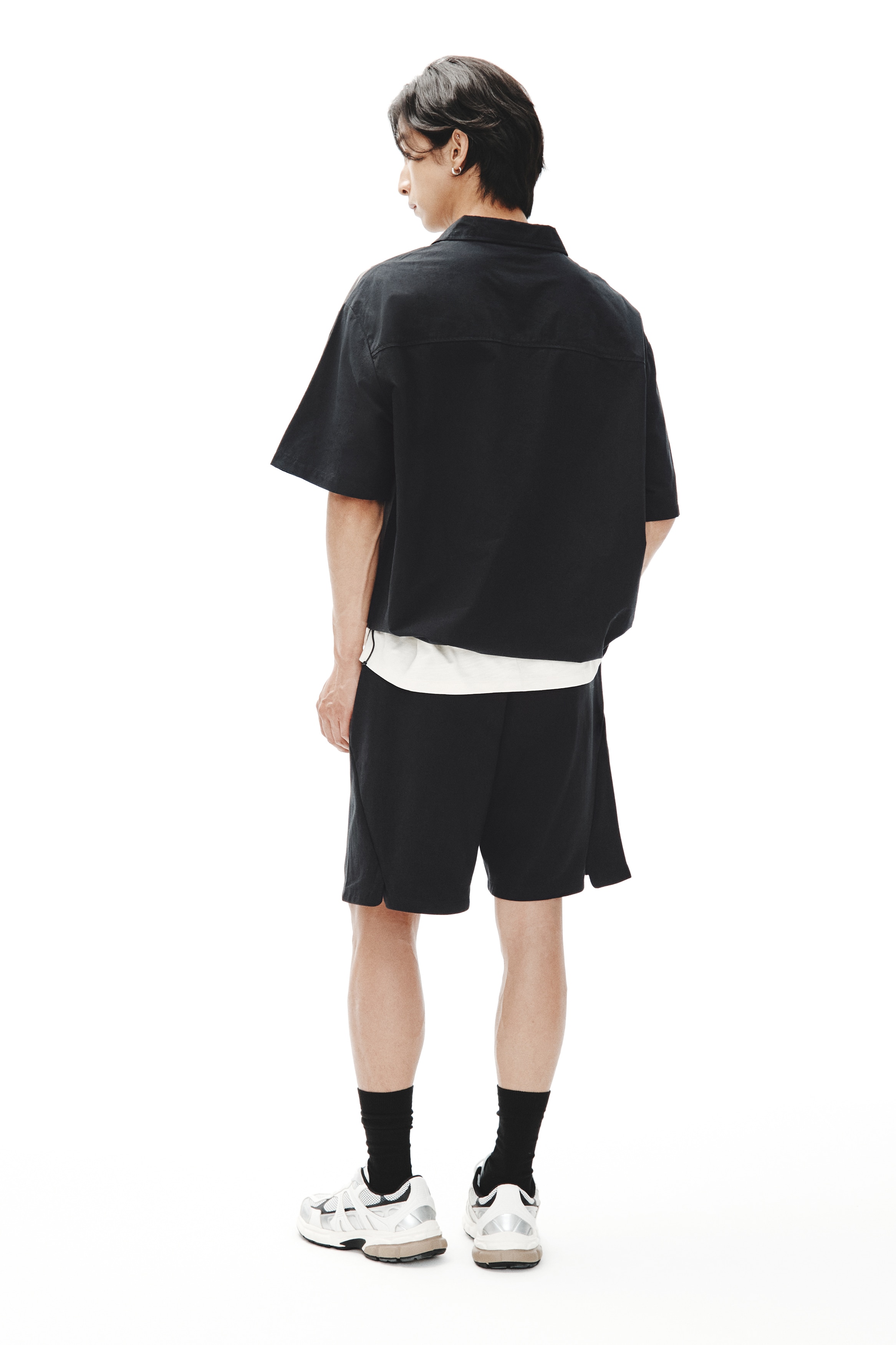 ルーズフィット インターロックショートパンツ - ブラック