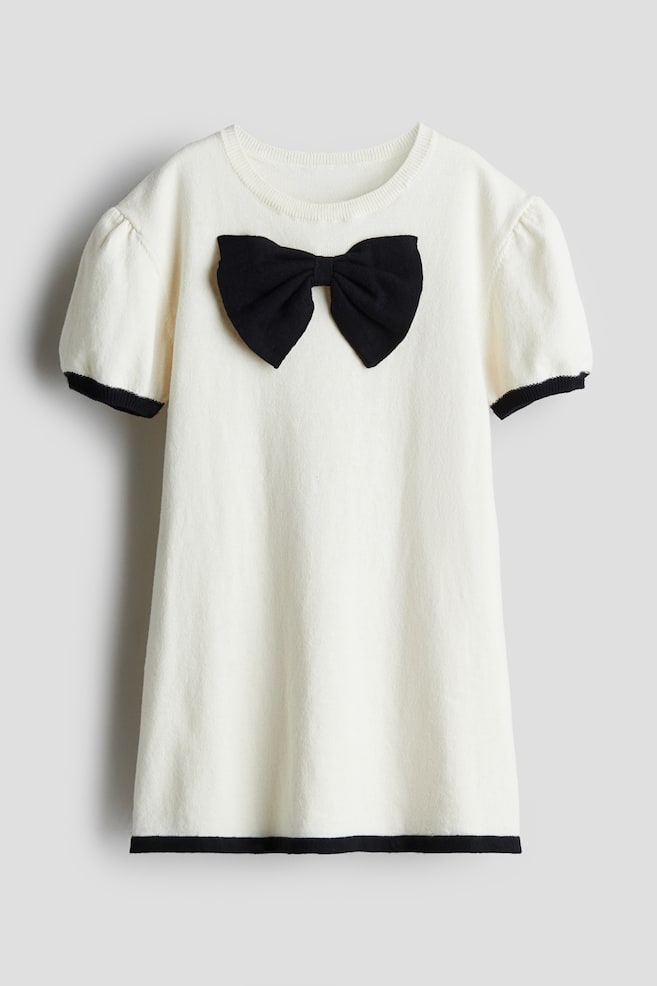 Robe en maille fine - Blanc/noir - 1