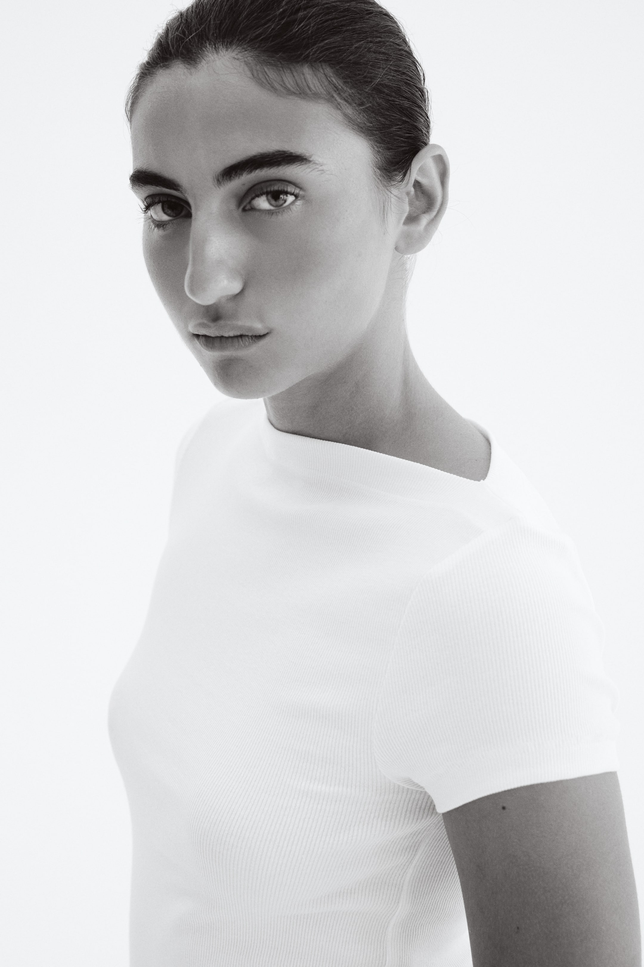 Ingrandisci l'immagine: Top a costine con scollo a barca - Bianco - DONNA | H&M CH 1