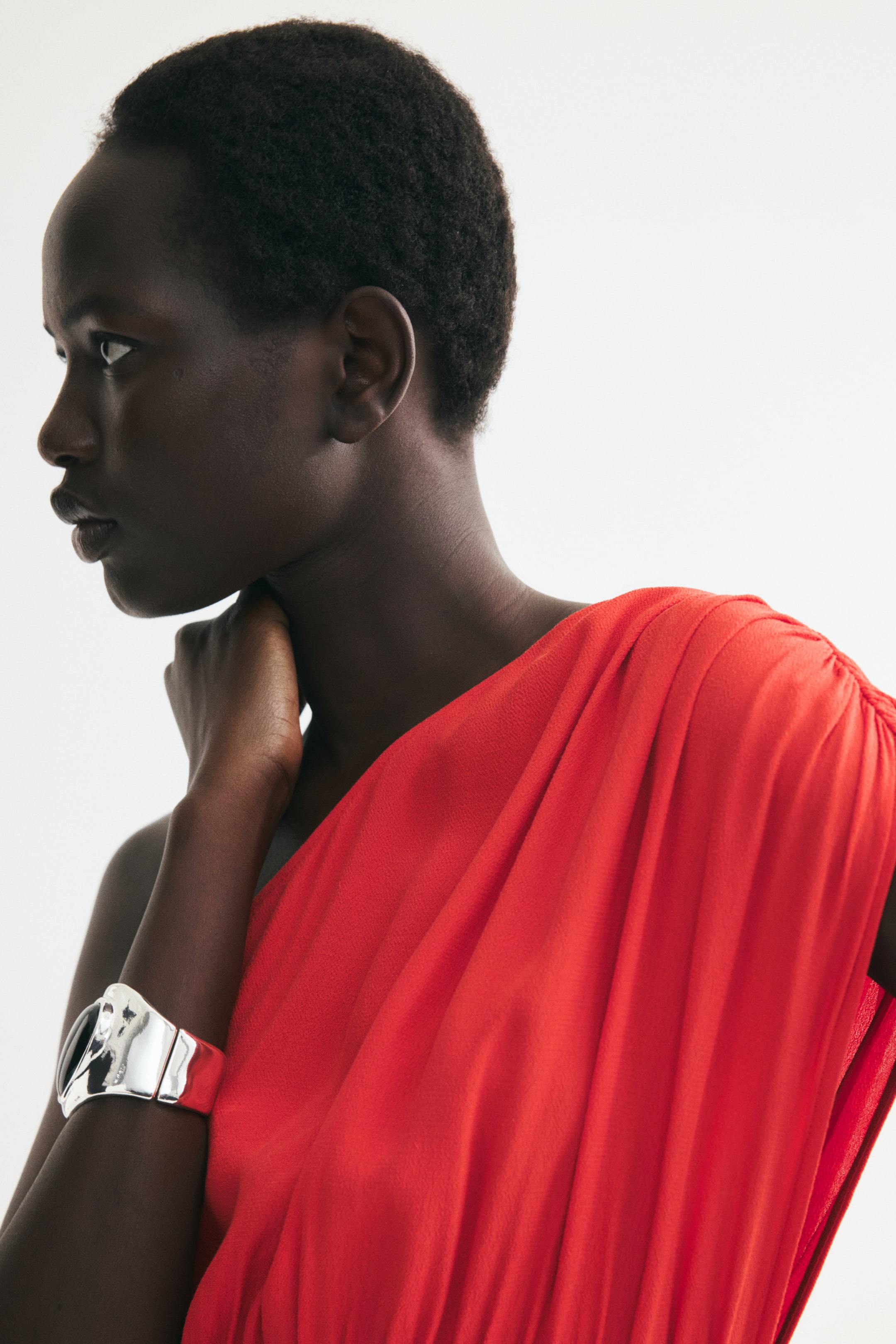 Draped One-Shoulder Dress