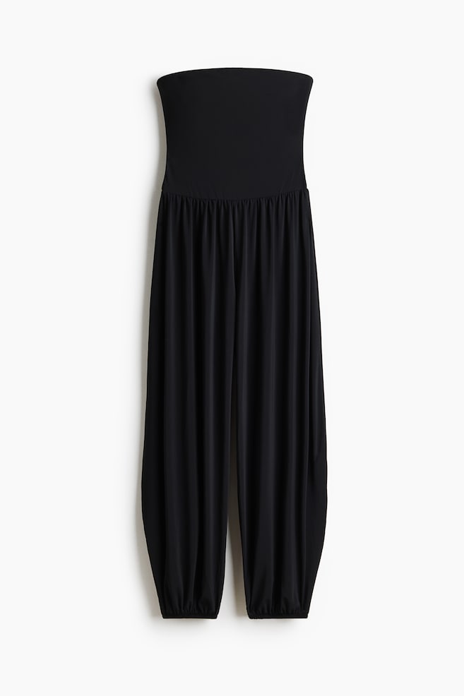 Balloon-Leg Bandeau Jumpsuit-Black - 1