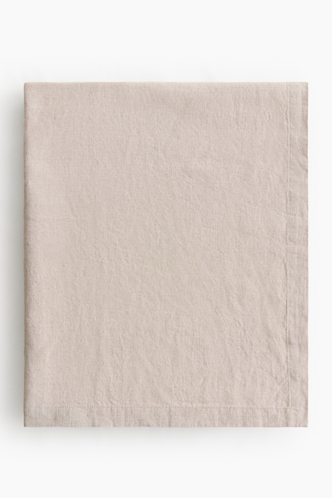 Linen Tablecloth - Beige/White - 1