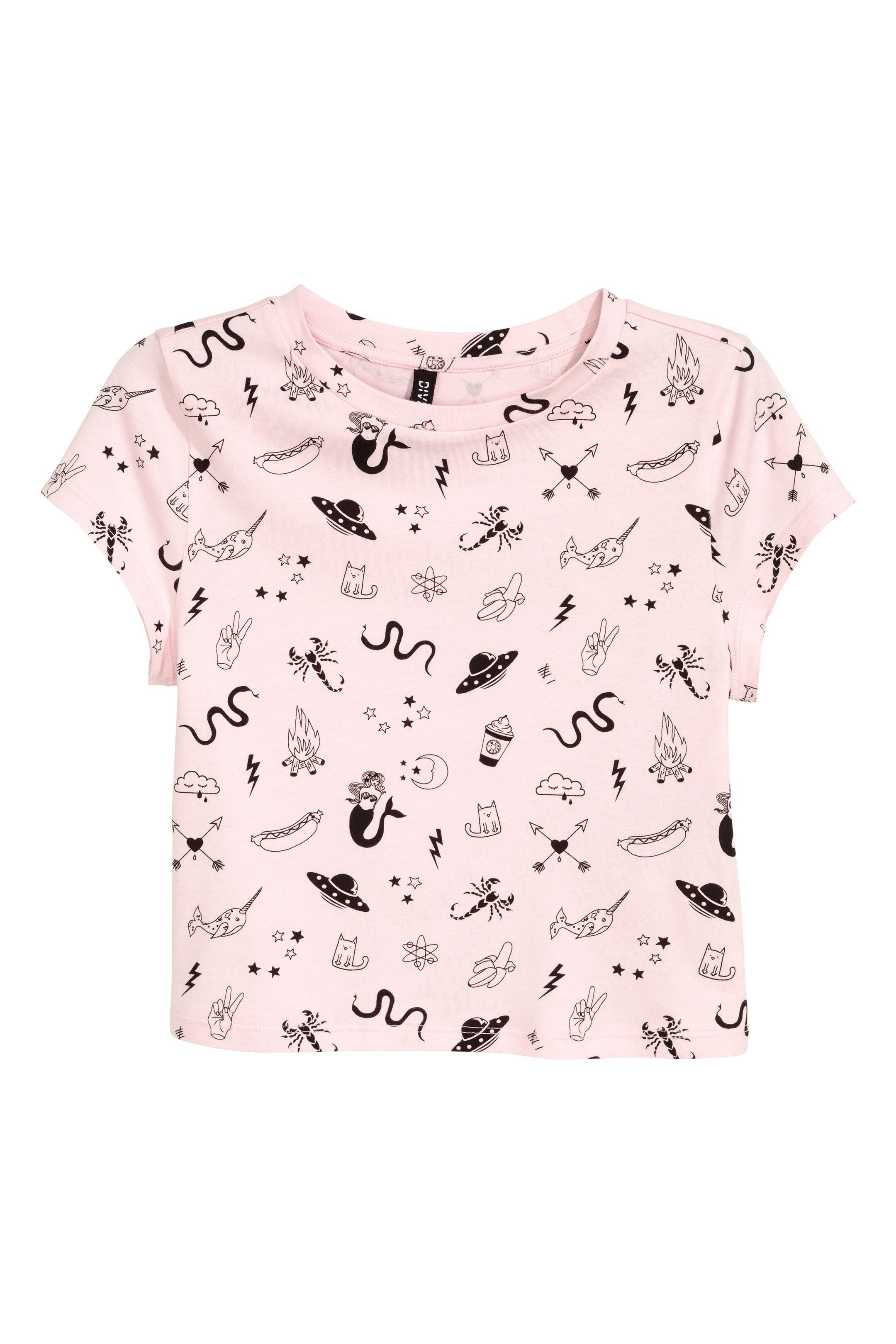 View larger image: Short top - Light pink/Patterned - Ladies | H&M GB 1