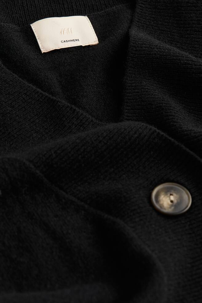 Fine-knit cashmere cardigan - Black/Light khaki green/Grey marl - 5