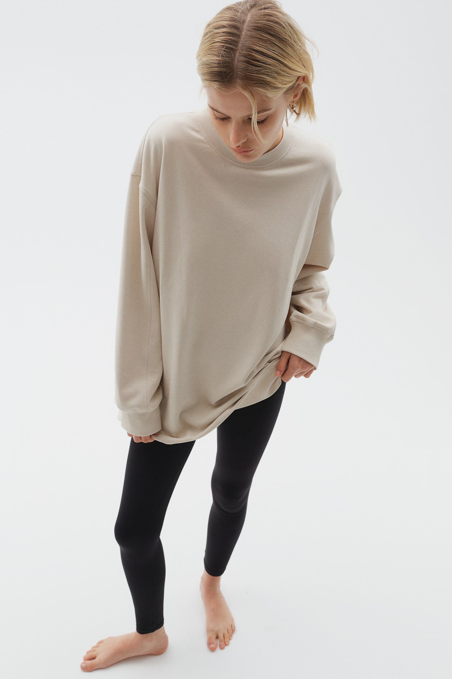 Cotton jersey leggings - Black/Light grey - 4