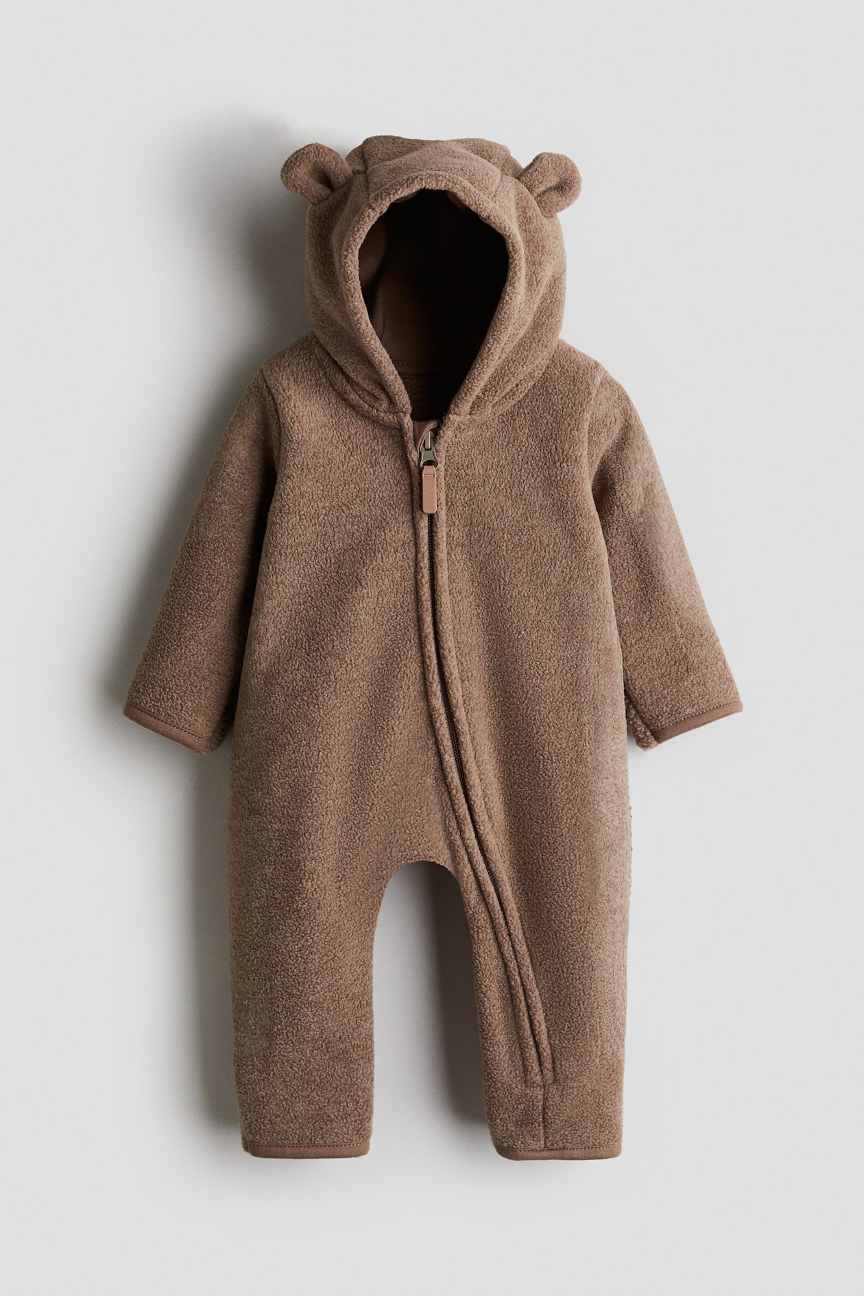 Combinaison à capuche en tissu polaire - Marron - ENFANT | H&M FR