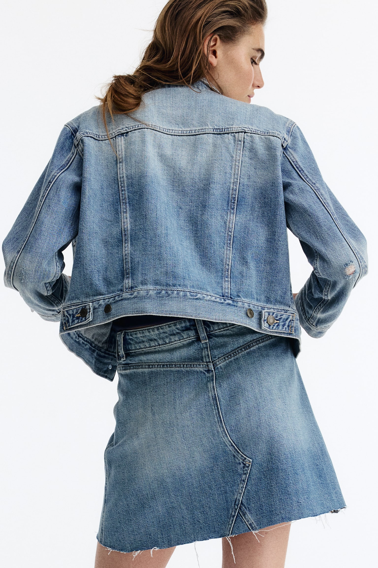 Jupe trapèze en denim - Bleu denim clair/Bleu denim - 4