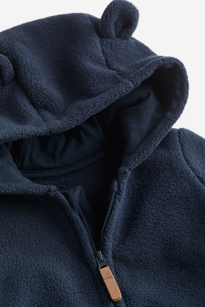 Hooded fleece all-in-one suit - Dark blue/Beige/Cream - 3