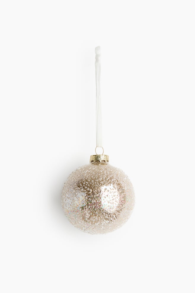 Boule en verre texturé - Doré/Blanc/Argenté - 1