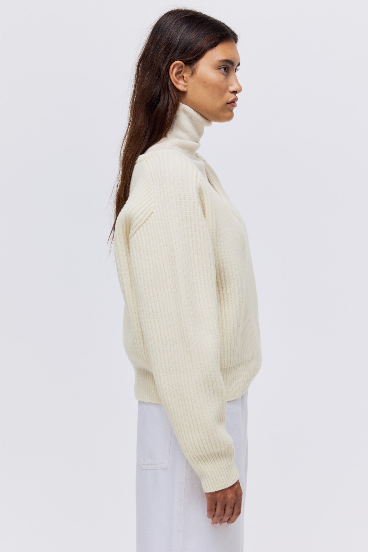 Rib-knit wool jumper - Cream - 7