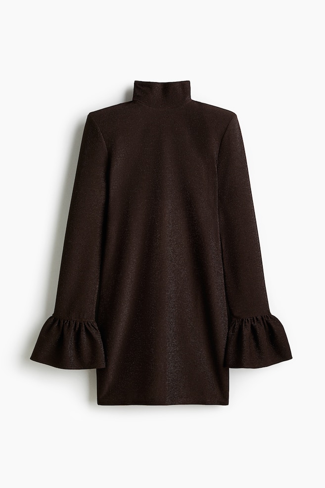 Robe scintillante à épaulettes - Marron foncé/Noir - 1