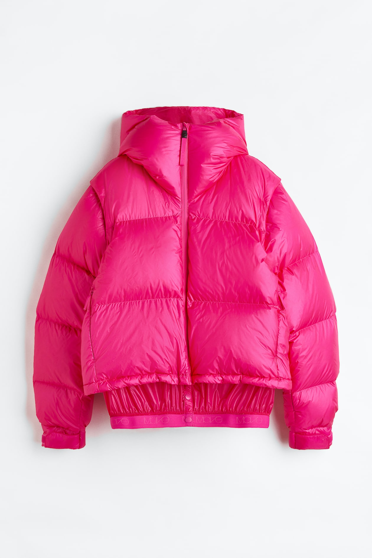 Detachable-sleeve down ski jacket - Long sleeve - Cropped - Cerise ...