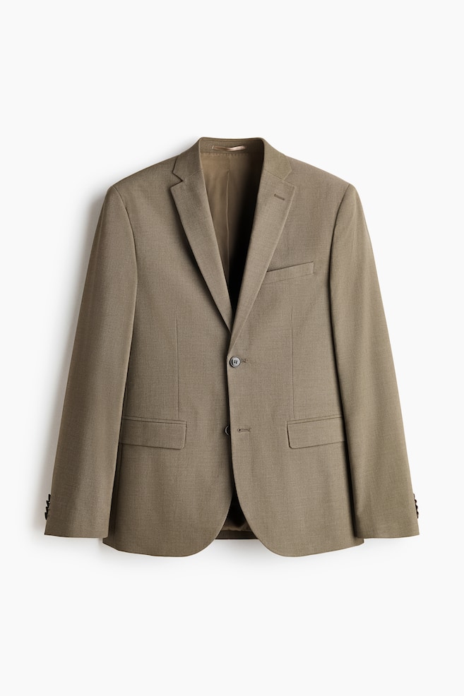 Slim-Fit Single-Breasted Jacket - Khaki green/Beige/Taupe - 1