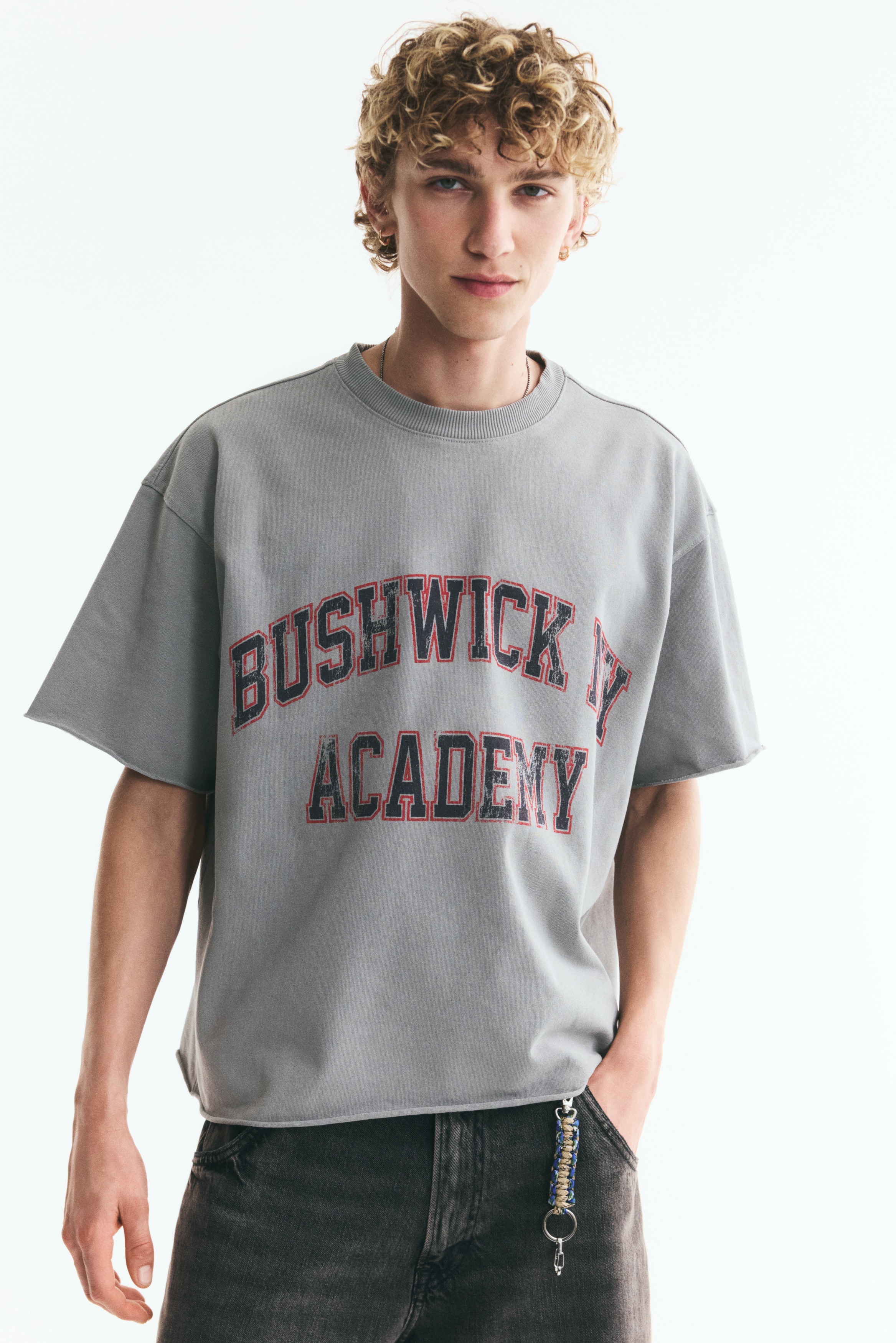 Áo thun dáng hộp Oversized Fit - Màu xám/Bushwick NY/Màu xám đậm/Vegas
