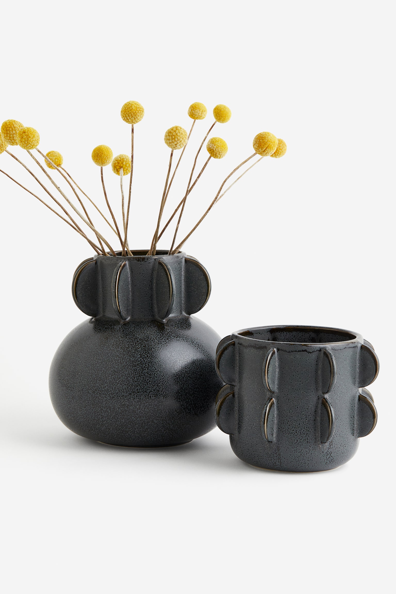 Reactive-glaze stoneware plant pot - Black - 3