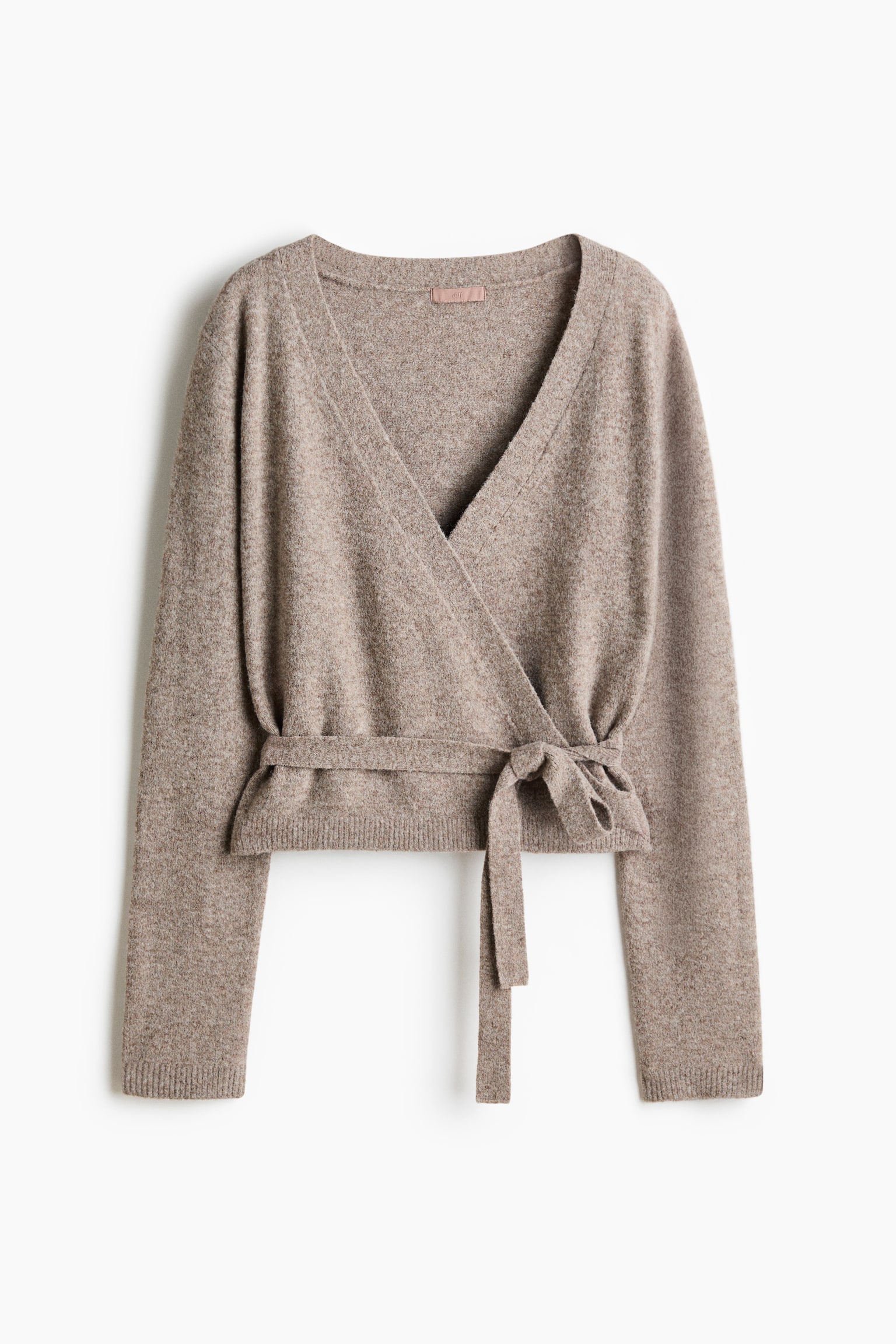 Cárdigan tejido con diseño cruzado - Gris pardo jaspeado - 1