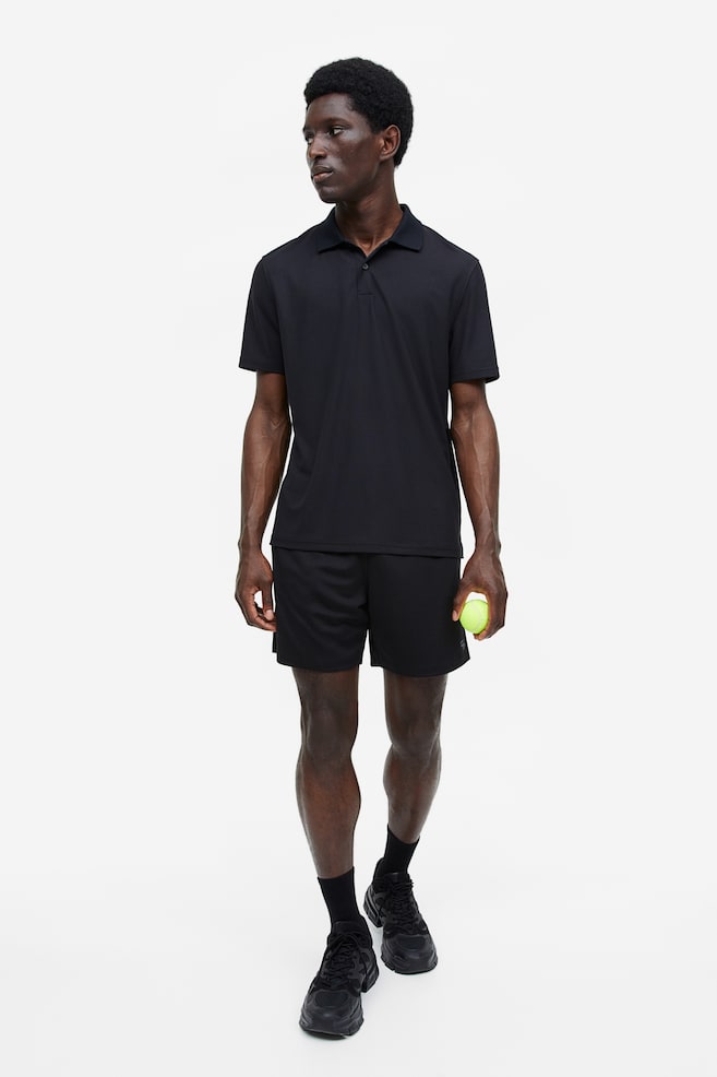 Regular Fit Piqué sports top - Black/Dark turquoise/Coral/White - 4